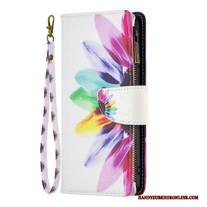 Custodia in pelle Xiaomi 13 Pro Tasca Con Zip A Fiore