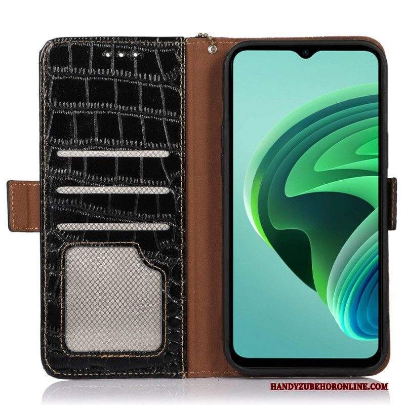 Custodia in pelle Xiaomi Redmi A1 Rfid Stile Coccodrillo