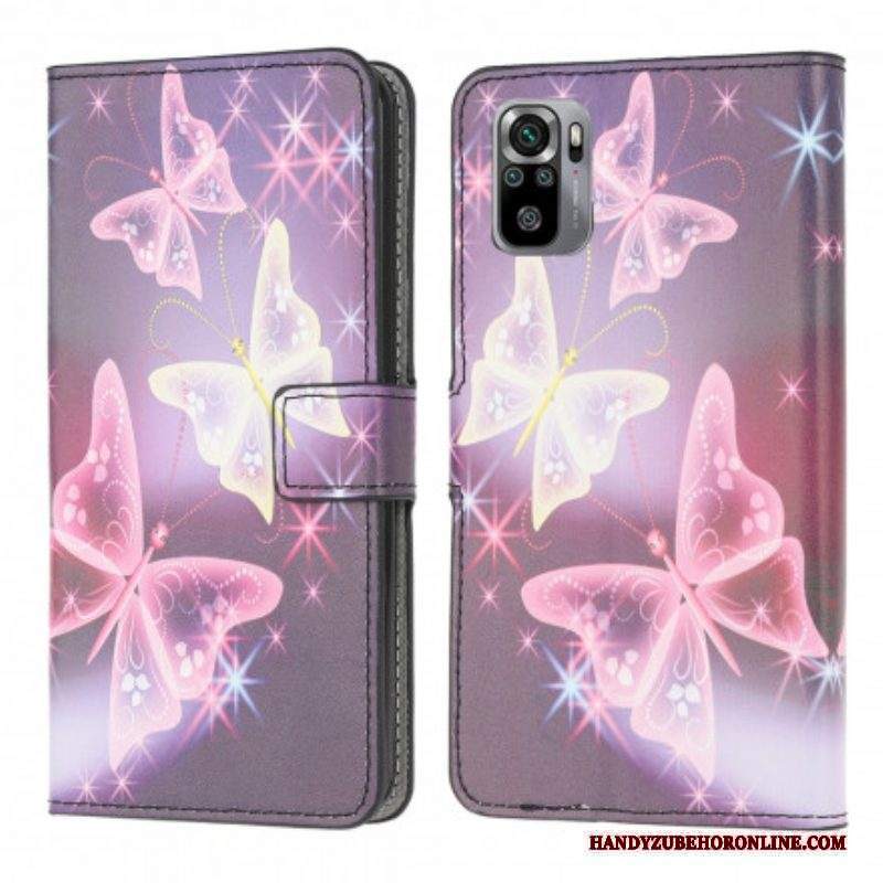 Custodia in pelle Xiaomi Redmi Note 10 / 10S Farfalle E Fiori