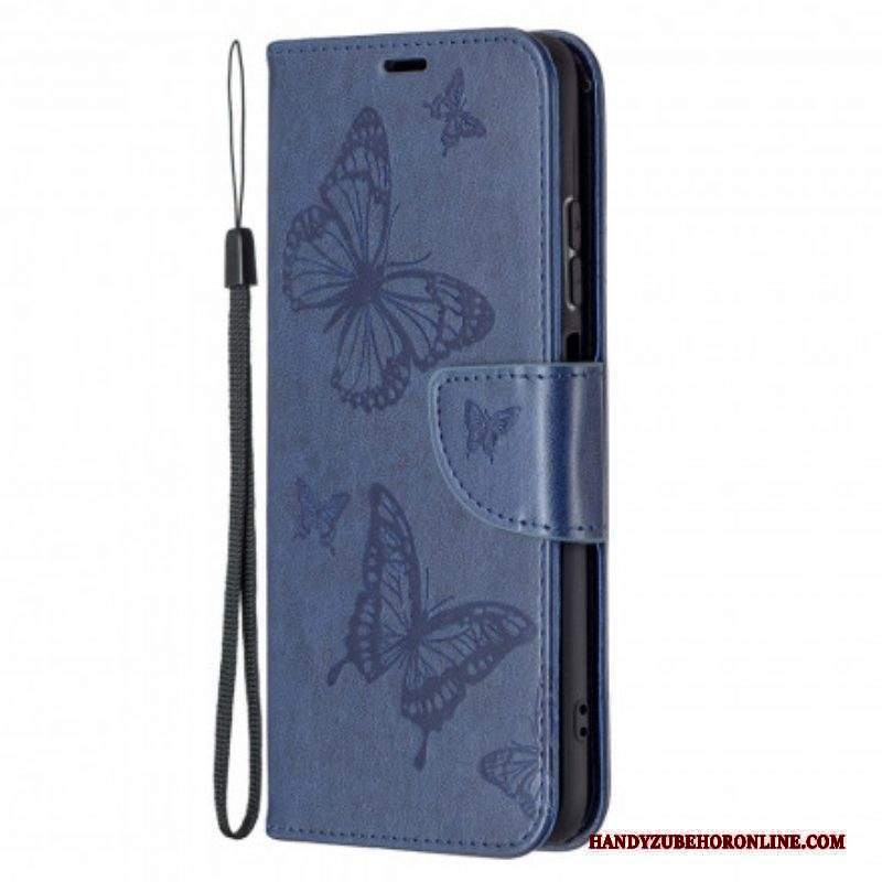 Custodia in pelle Xiaomi Redmi Note 10 / 10S Farfalle Stampate Strappy