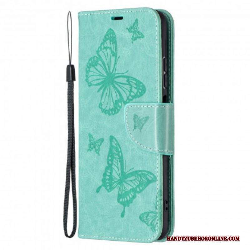 Custodia in pelle Xiaomi Redmi Note 10 / 10S Farfalle Stampate Strappy