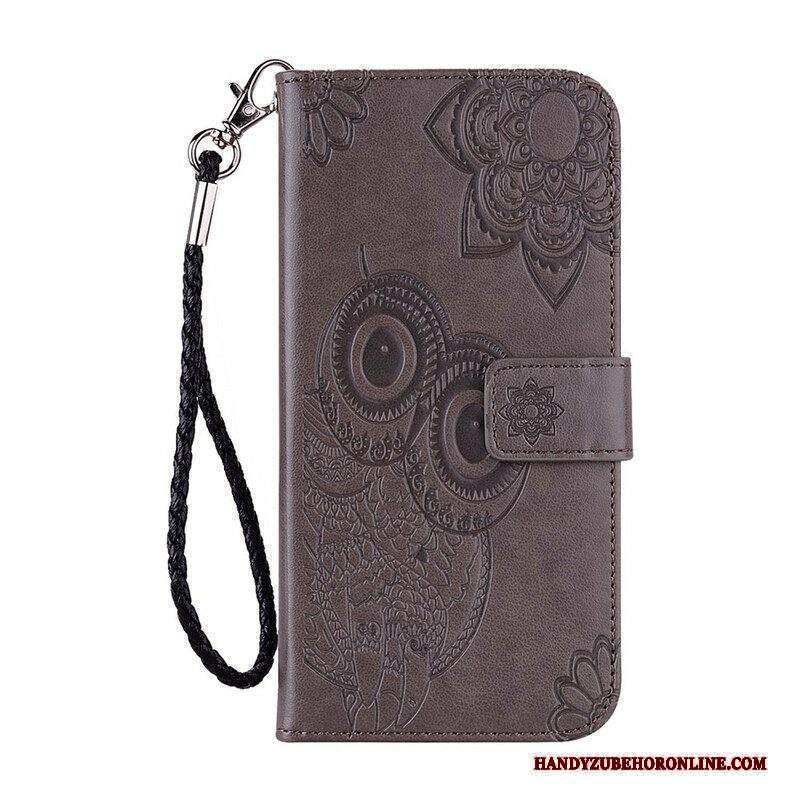 Custodia in pelle Xiaomi Redmi Note 10 / 10S Gufo Mandala E Cordino