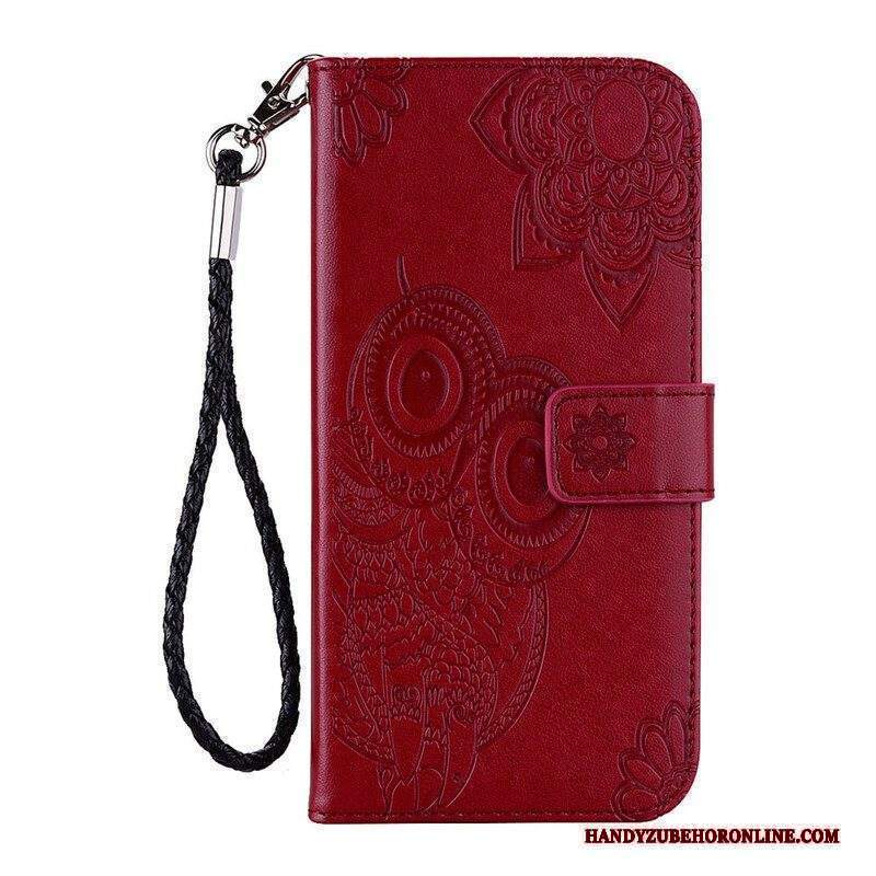 Custodia in pelle Xiaomi Redmi Note 10 / 10S Gufo Mandala E Cordino