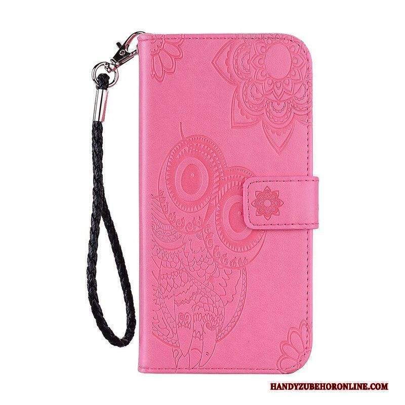 Custodia in pelle Xiaomi Redmi Note 10 / 10S Gufo Mandala E Cordino