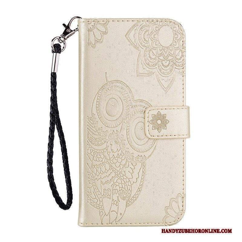 Custodia in pelle Xiaomi Redmi Note 10 / 10S Gufo Mandala E Cordino