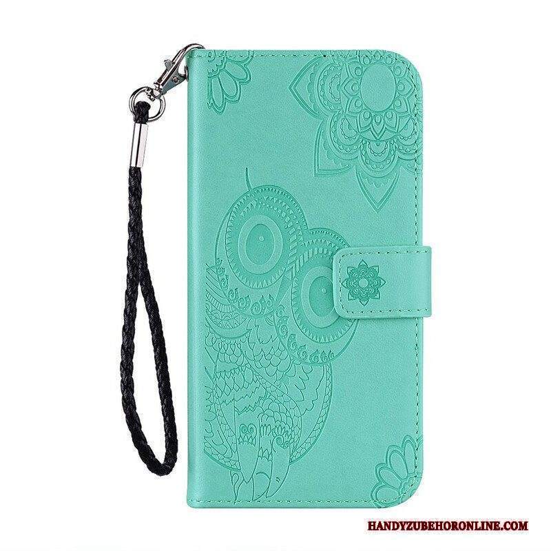 Custodia in pelle Xiaomi Redmi Note 10 / 10S Gufo Mandala E Cordino