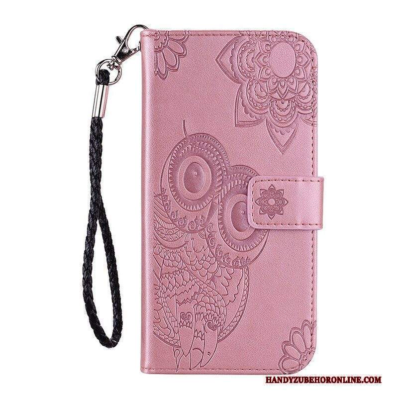 Custodia in pelle Xiaomi Redmi Note 10 / 10S Gufo Mandala E Cordino