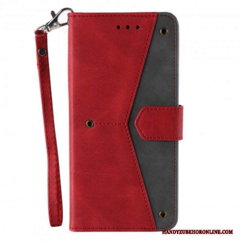 Custodia in pelle Xiaomi Redmi Note 10 / 10S Rivetti Bicolore In Ecopelle