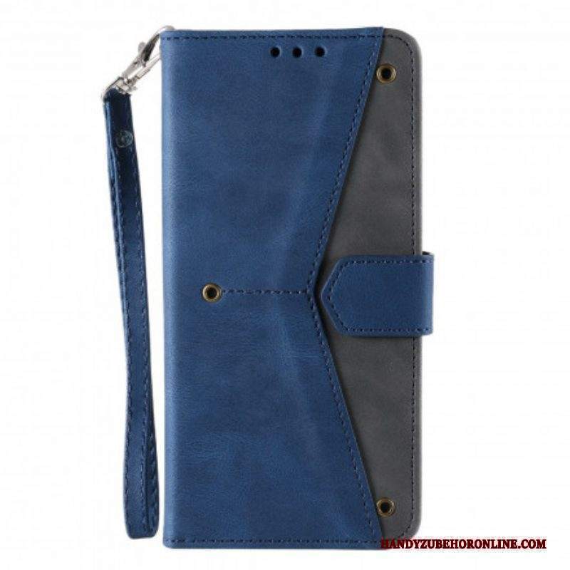 Custodia in pelle Xiaomi Redmi Note 10 / 10S Rivetti Bicolore In Ecopelle