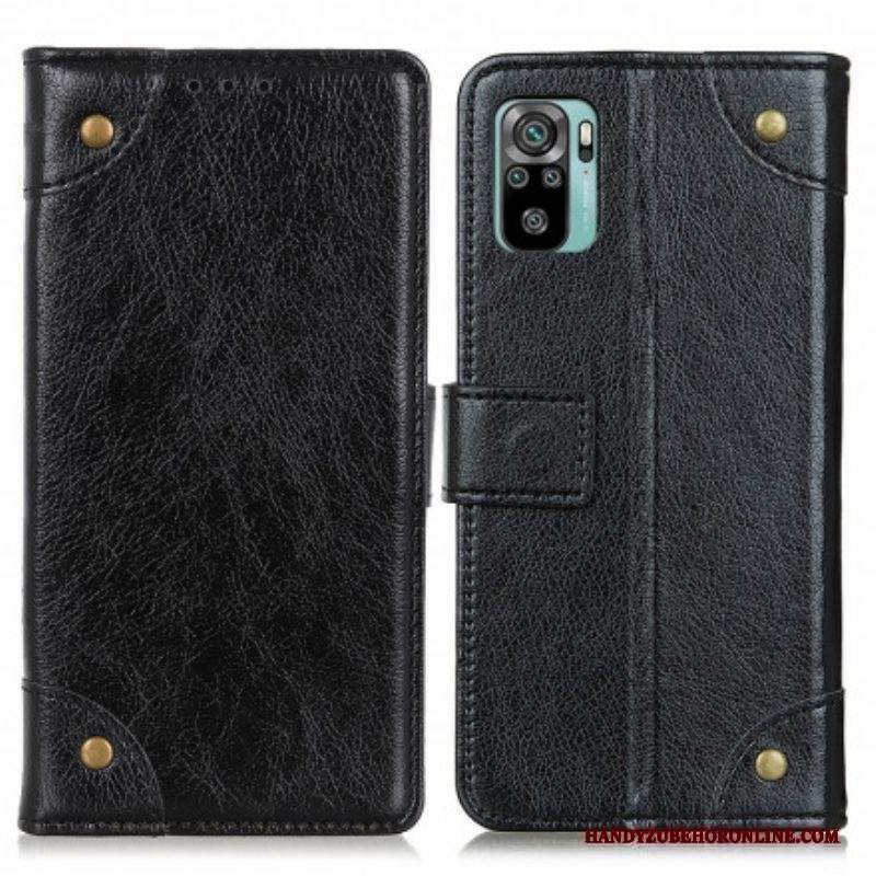 Custodia in pelle Xiaomi Redmi Note 10 / 10S Rivetti Vintage In Pelle Nappa Stile