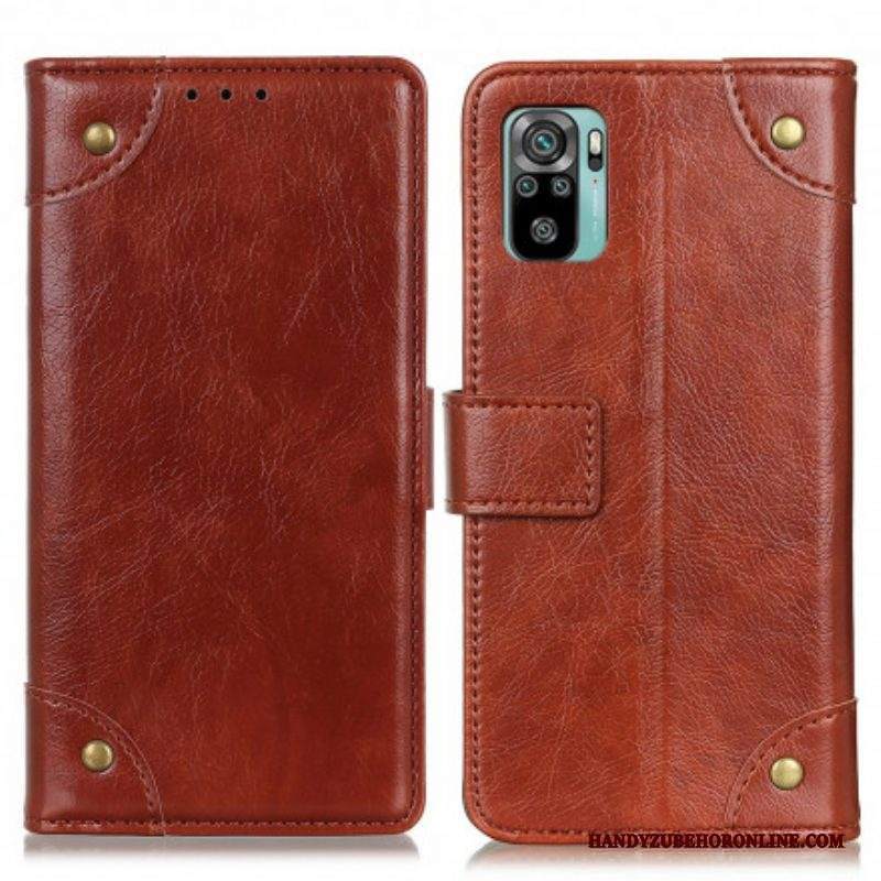 Custodia in pelle Xiaomi Redmi Note 10 / 10S Rivetti Vintage In Pelle Nappa Stile