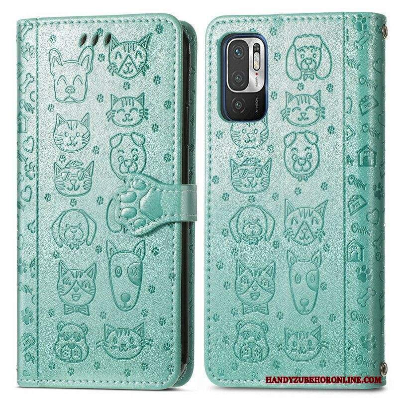 Custodia in pelle Xiaomi Redmi Note 10 5G Animali Animati