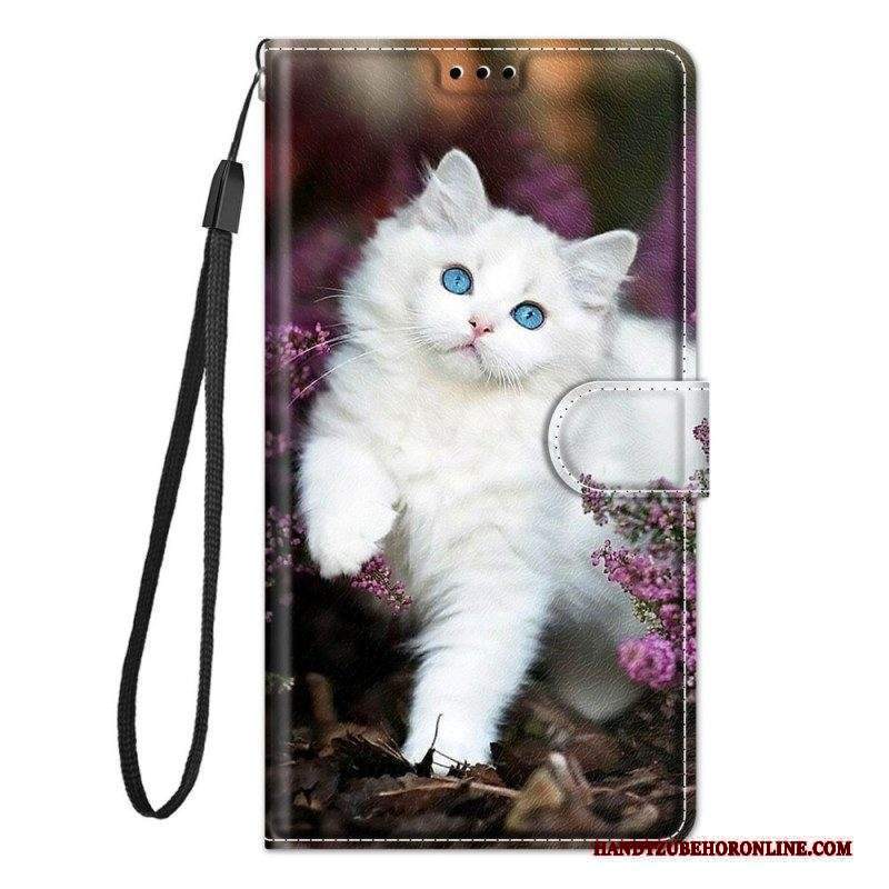 Custodia in pelle Xiaomi Redmi Note 10 Pro Gatto Troppo Carino Con Cinturino