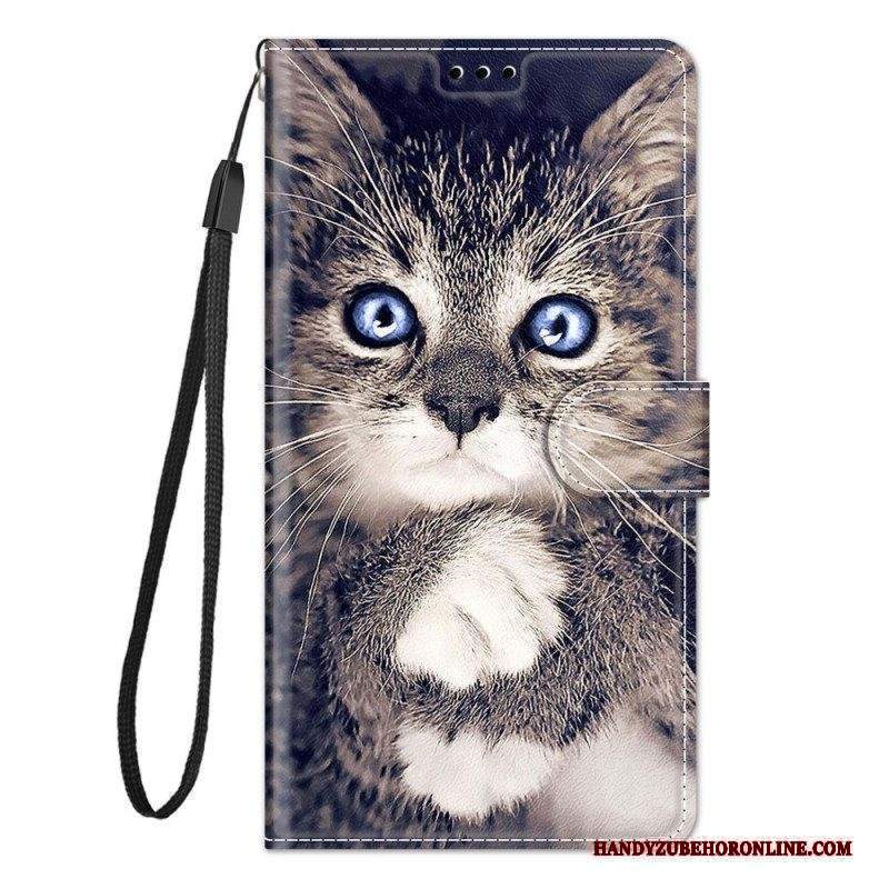 Custodia in pelle Xiaomi Redmi Note 10 Pro Gatto Troppo Carino Con Cinturino