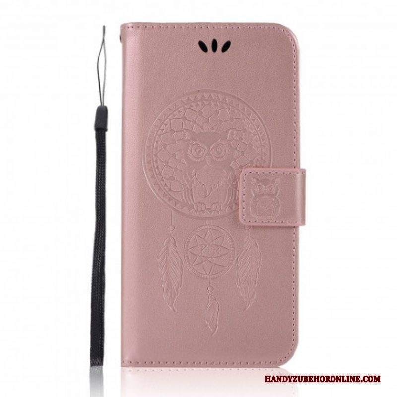 Custodia in pelle Xiaomi Redmi Note 10 Pro Gufo Acchiappasogni Effetto Pelle