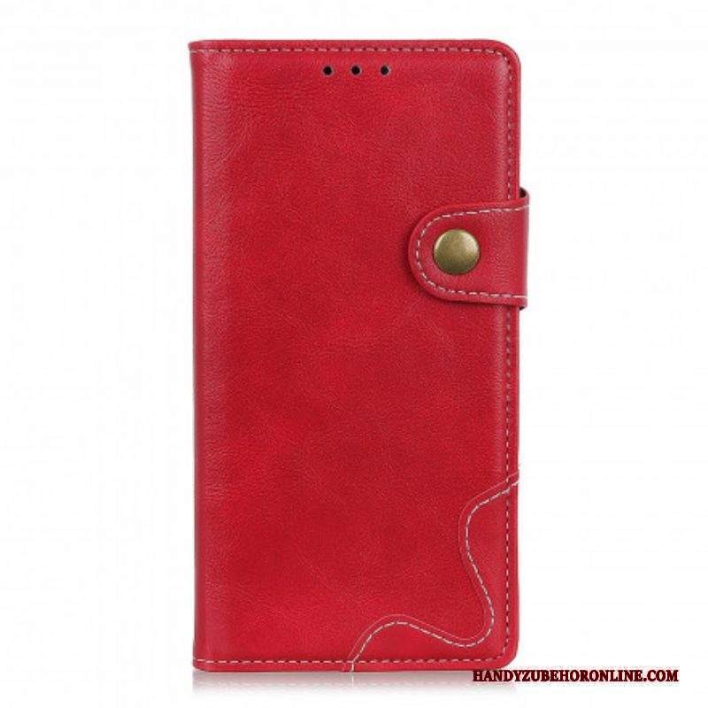 Custodia in pelle Xiaomi Redmi Note 10 Pro Pulsante Di Cucito Artistico