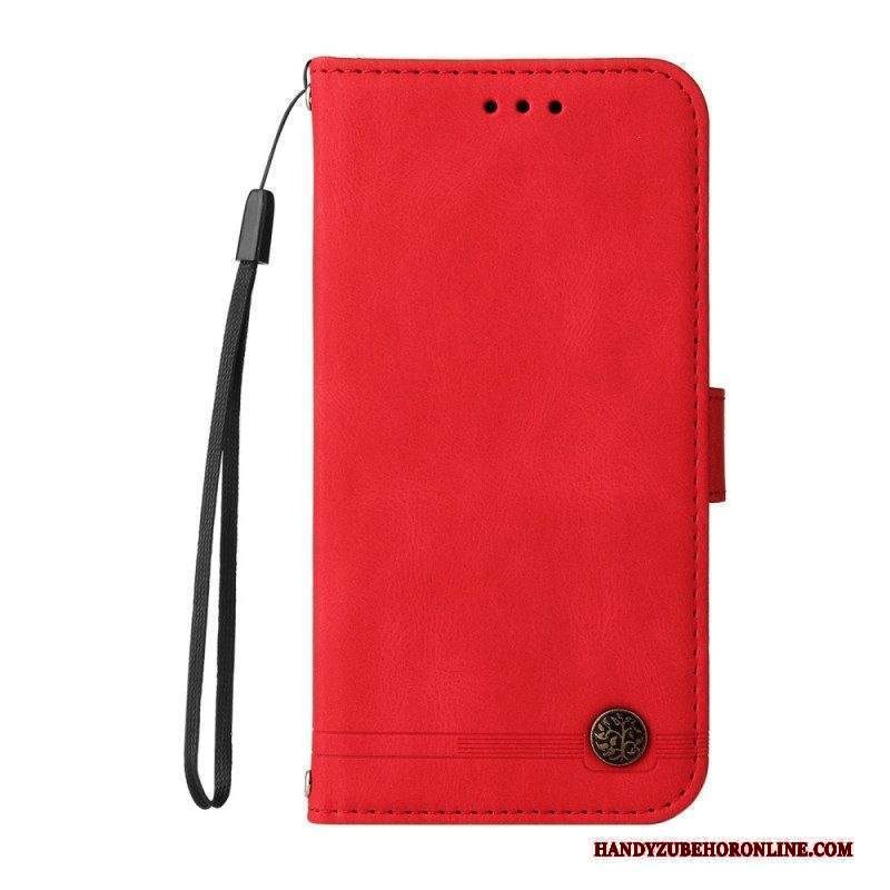 Custodia in pelle Xiaomi Redmi Note 10 Pro Rivetto E Cinturino In Ecopelle