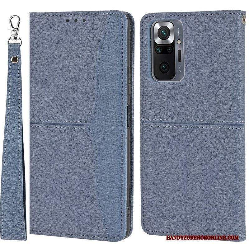 Custodia in pelle Xiaomi Redmi Note 10 Pro Stile In Pelle Intrecciata Con Cinturino