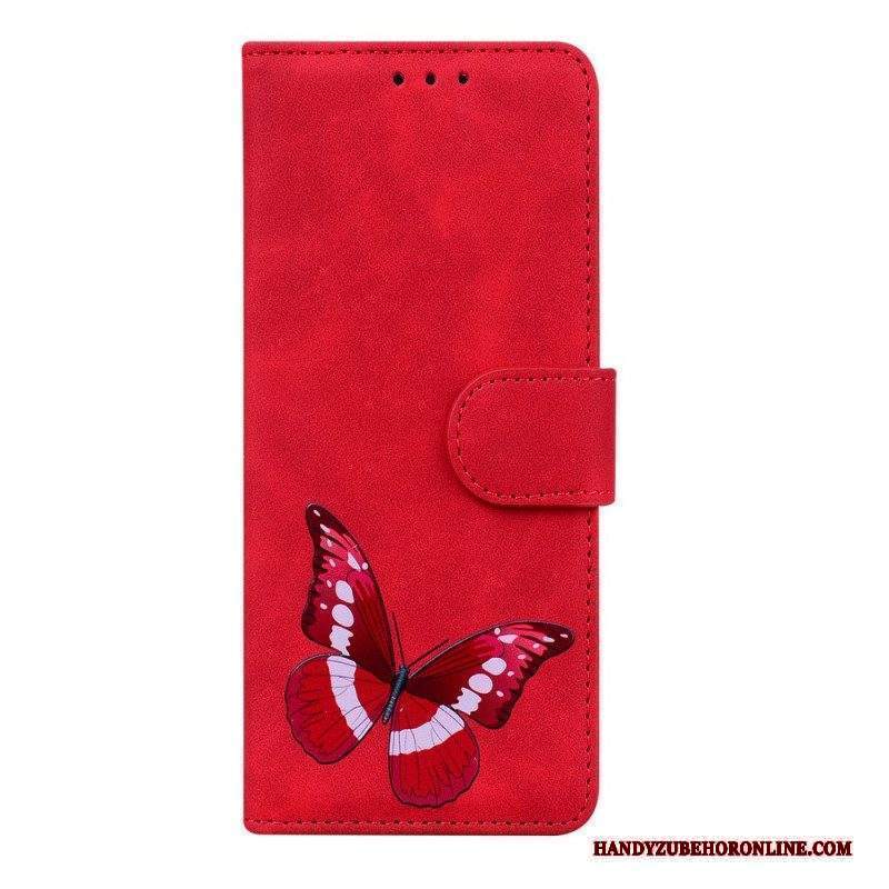 Custodia in pelle Xiaomi Redmi Note 11 / 11S Farfalla Dal Tocco Di Pelle