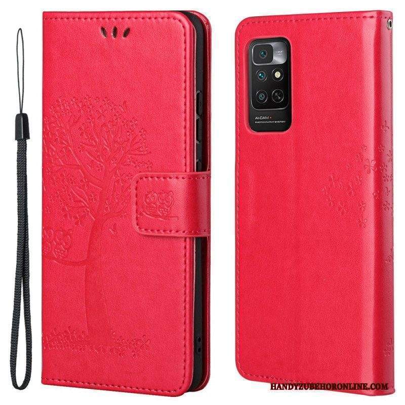 Custodia in pelle Xiaomi Redmi Note 11 / 11S Perizoma Albero E Gufi