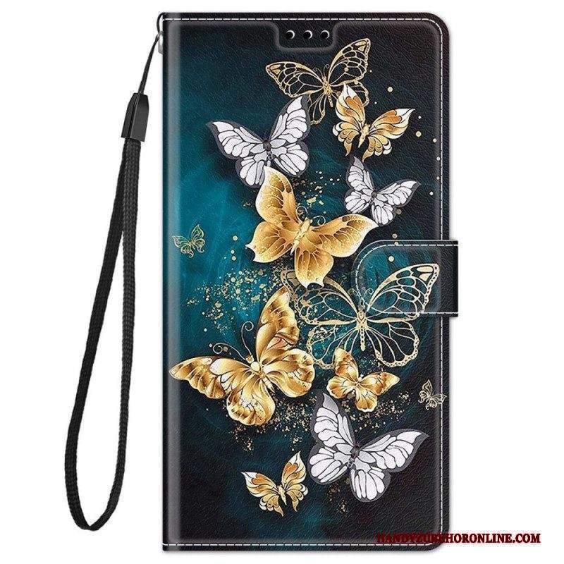 Custodia in pelle Xiaomi Redmi Note 11 Pro Plus 5G Cinturino Farfalle Ventaglio