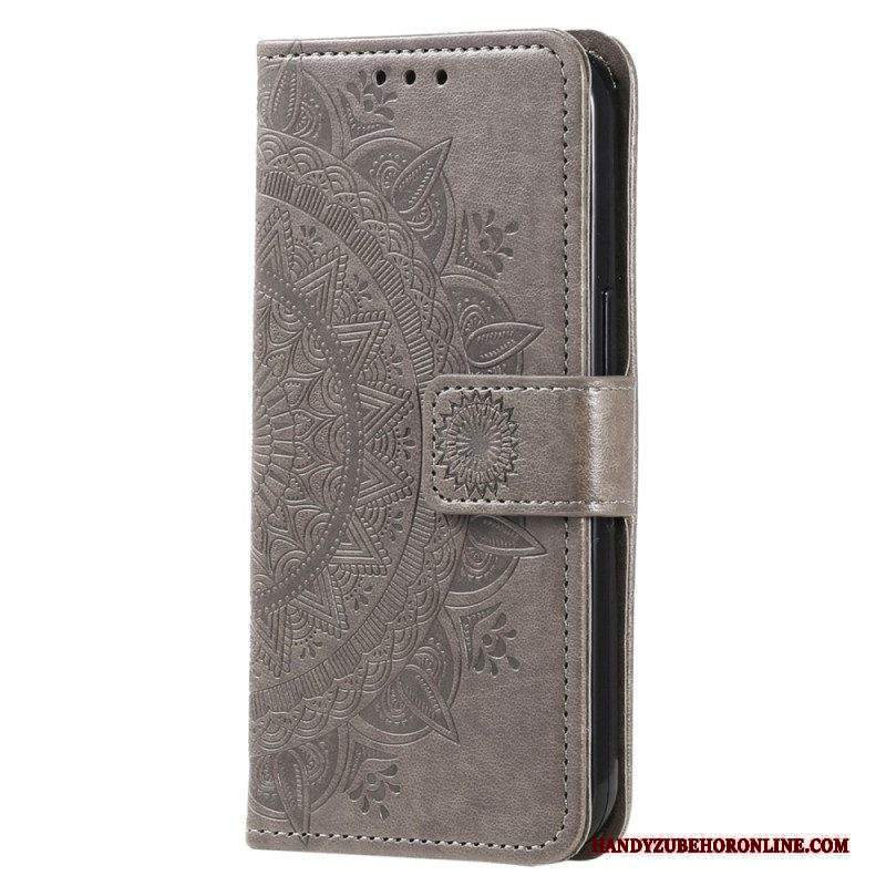 Custodia in pelle Xiaomi Redmi Note 12 4G Mandala Sole Con Cordino