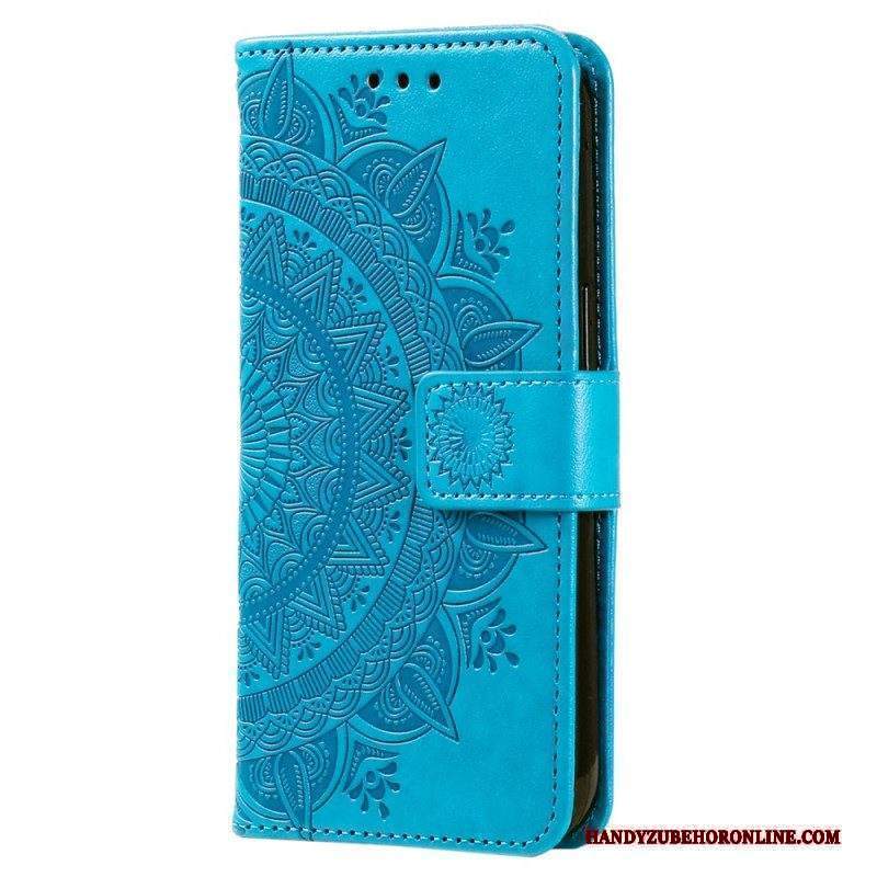 Custodia in pelle Xiaomi Redmi Note 12 4G Mandala Sole Con Cordino