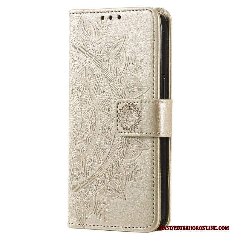 Custodia in pelle Xiaomi Redmi Note 12 4G Mandala Sole Con Cordino