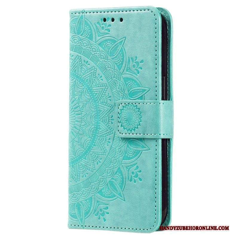 Custodia in pelle Xiaomi Redmi Note 12 4G Mandala Sole Con Cordino