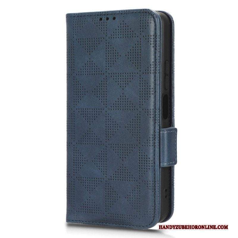 Custodia in pelle Xiaomi Redmi Note 12 4G Triangoli Con Cordino