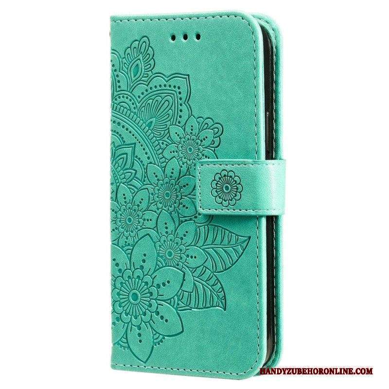 Custodia in pelle Xiaomi Redmi Note 12 5G Cinghia Fiore Mandala