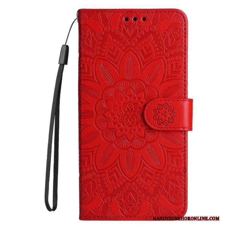 Custodia in pelle Xiaomi Redmi Note 12 5G Decorazione Mandala Con Cinturino