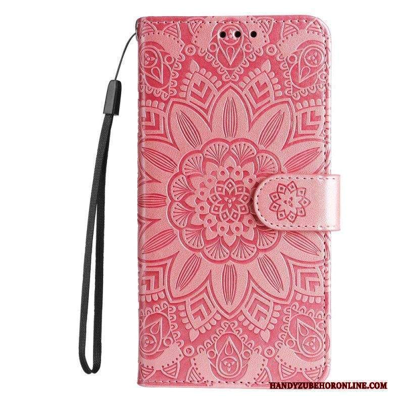 Custodia in pelle Xiaomi Redmi Note 12 5G Decorazione Mandala Con Cinturino