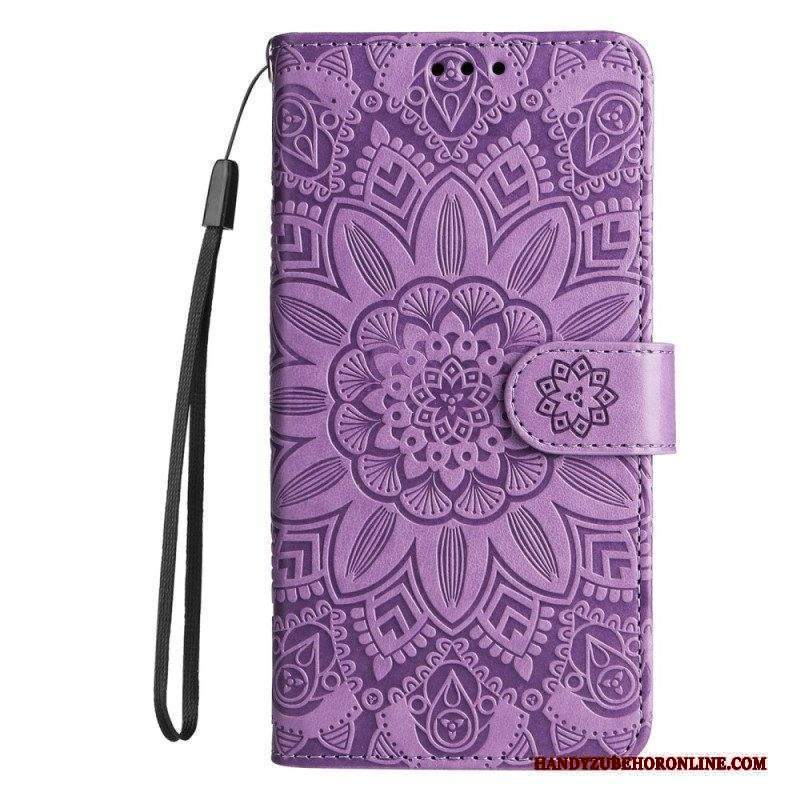 Custodia in pelle Xiaomi Redmi Note 12 5G Decorazione Mandala Con Cinturino