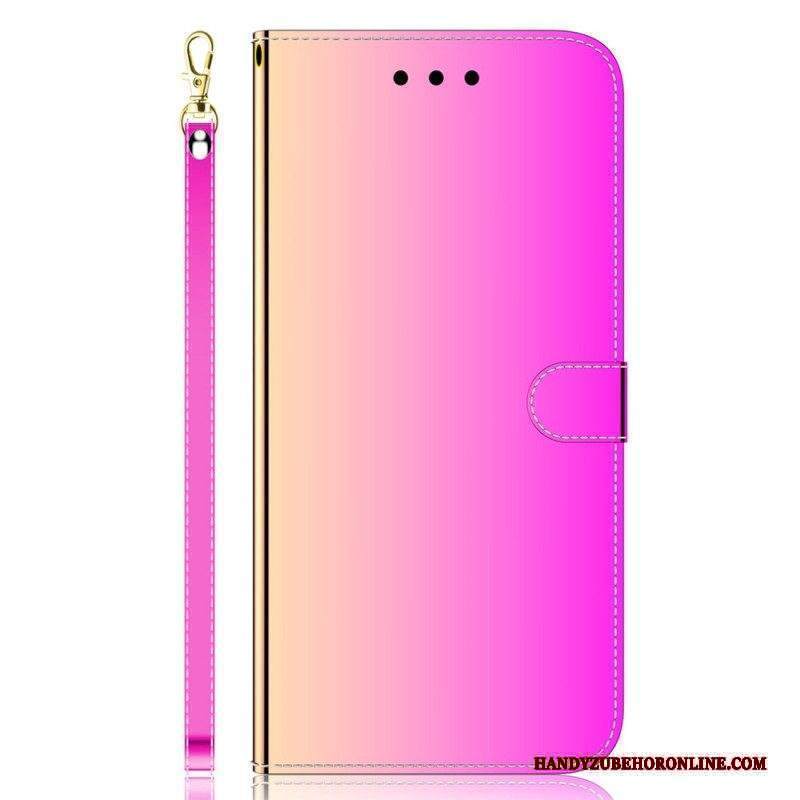 Custodia in pelle Xiaomi Redmi Note 12 5G Finta Pelle A Specchio Con Cinturino