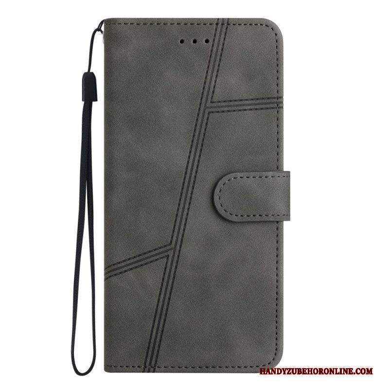 Custodia in pelle Xiaomi Redmi Note 12 5G Strappy Stile Geometrico In Pelle