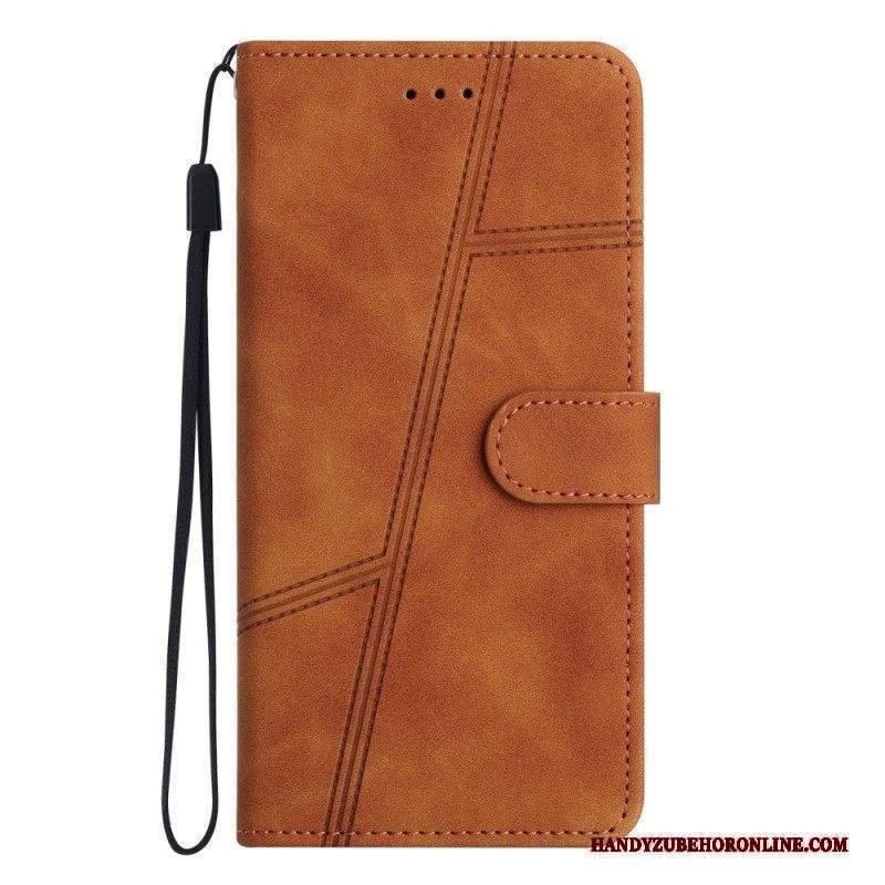 Custodia in pelle Xiaomi Redmi Note 12 5G Strappy Stile Geometrico In Pelle