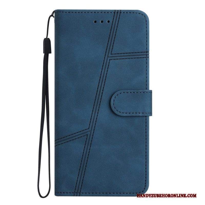 Custodia in pelle Xiaomi Redmi Note 12 5G Strappy Stile Geometrico In Pelle