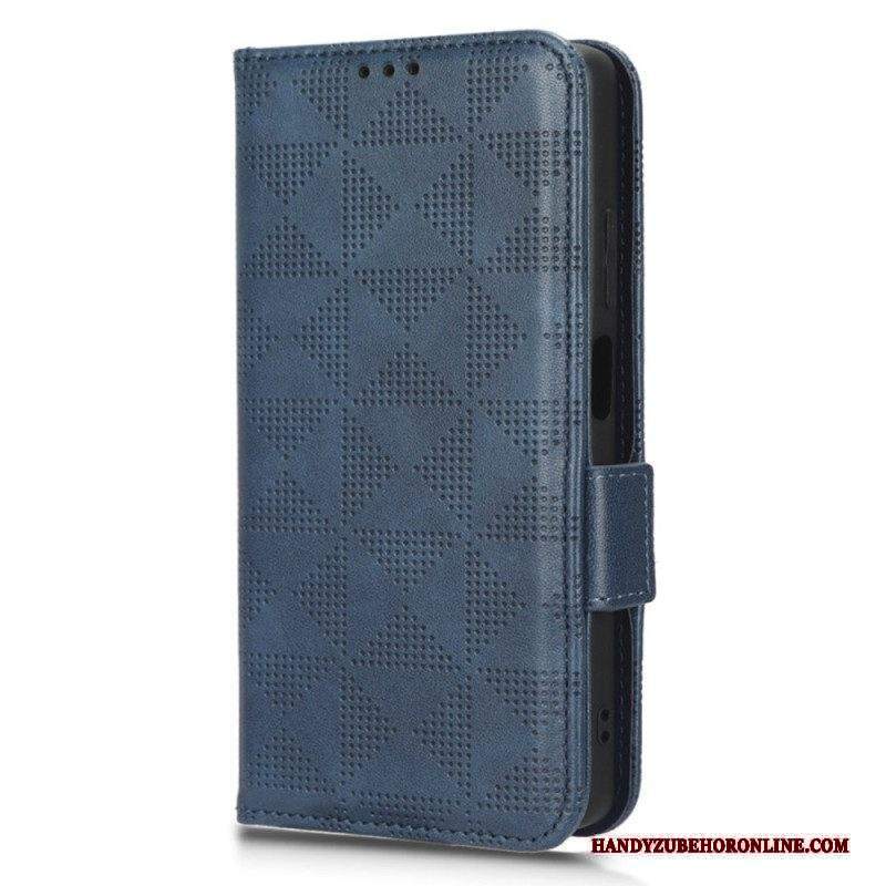 Custodia in pelle Xiaomi Redmi Note 12 5G Triangoli Con Cordino