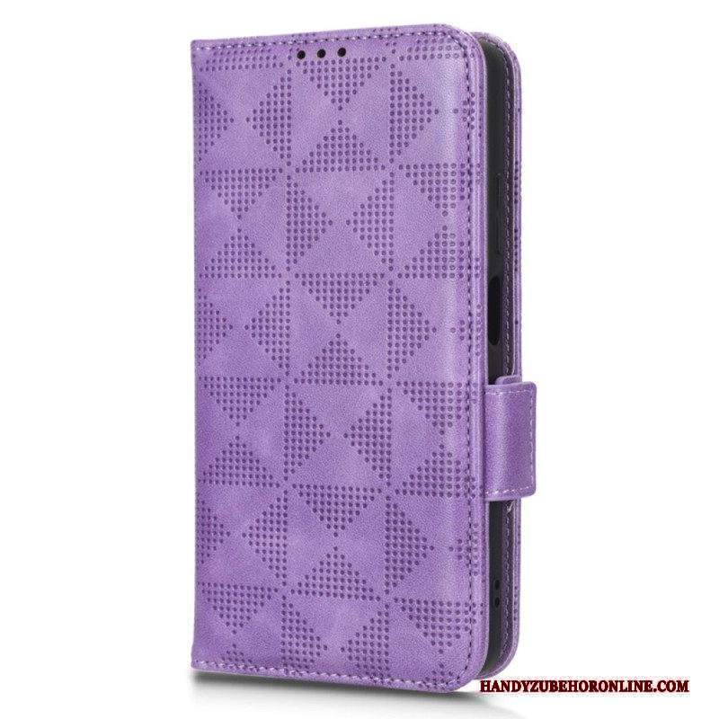 Custodia in pelle Xiaomi Redmi Note 12 5G Triangoli Con Cordino