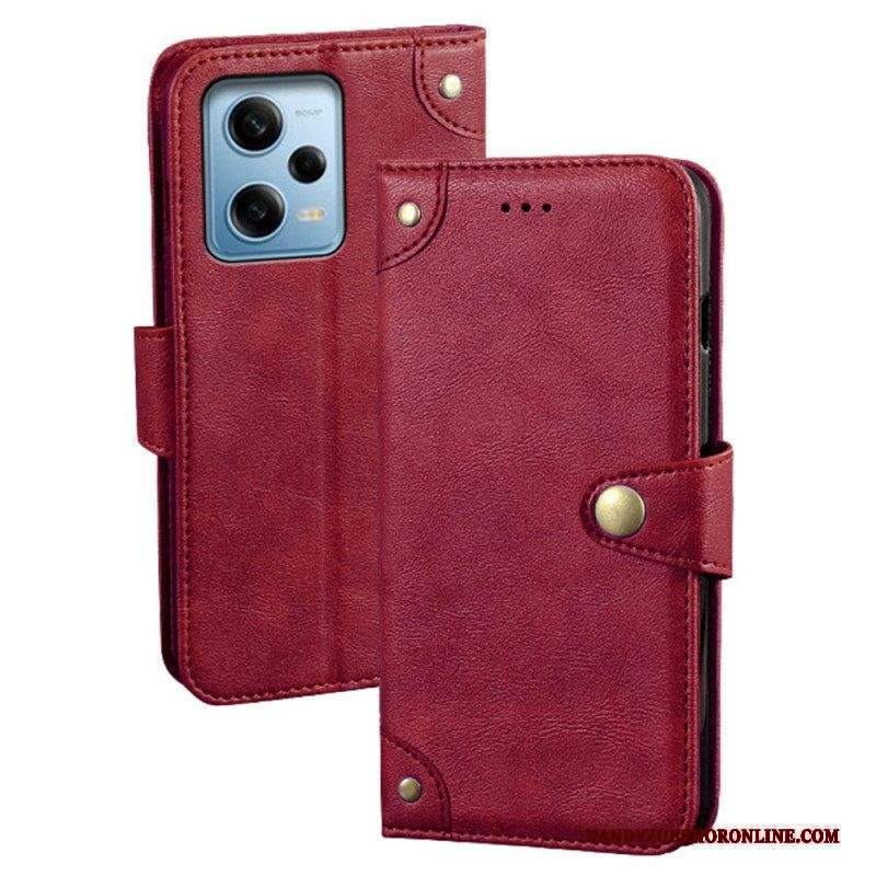 Custodia in pelle Xiaomi Redmi Note 12 Pro Bottone Magnetico