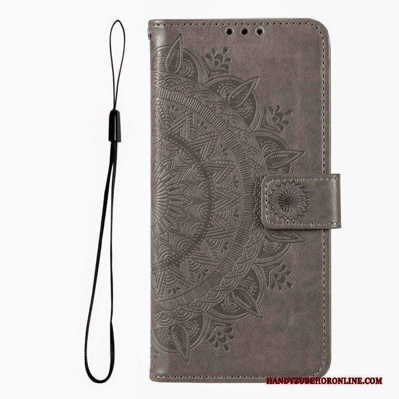 Custodia in pelle Xiaomi Redmi Note 12 Pro Mandala Sole Con Cordino