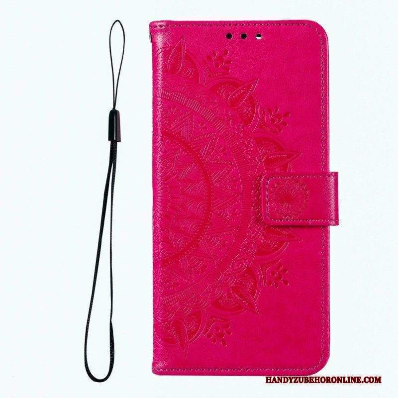 Custodia in pelle Xiaomi Redmi Note 12 Pro Mandala Sole Con Cordino