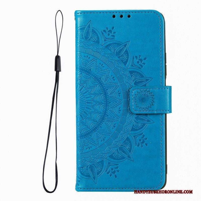 Custodia in pelle Xiaomi Redmi Note 12 Pro Mandala Sole Con Cordino