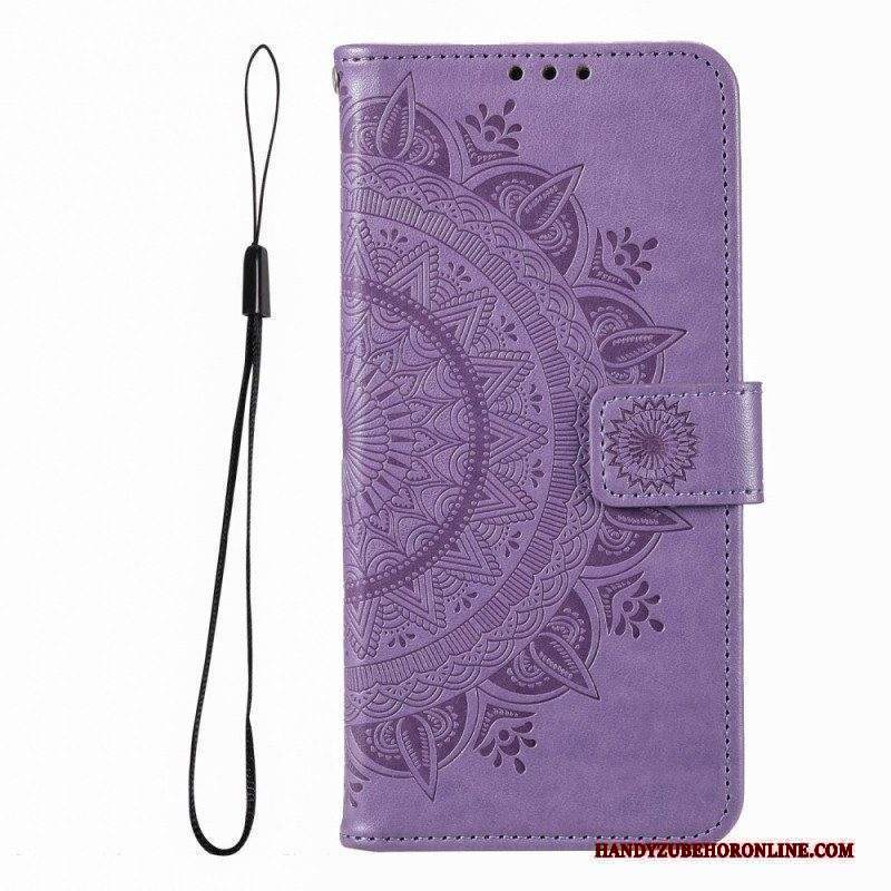 Custodia in pelle Xiaomi Redmi Note 12 Pro Mandala Sole Con Cordino