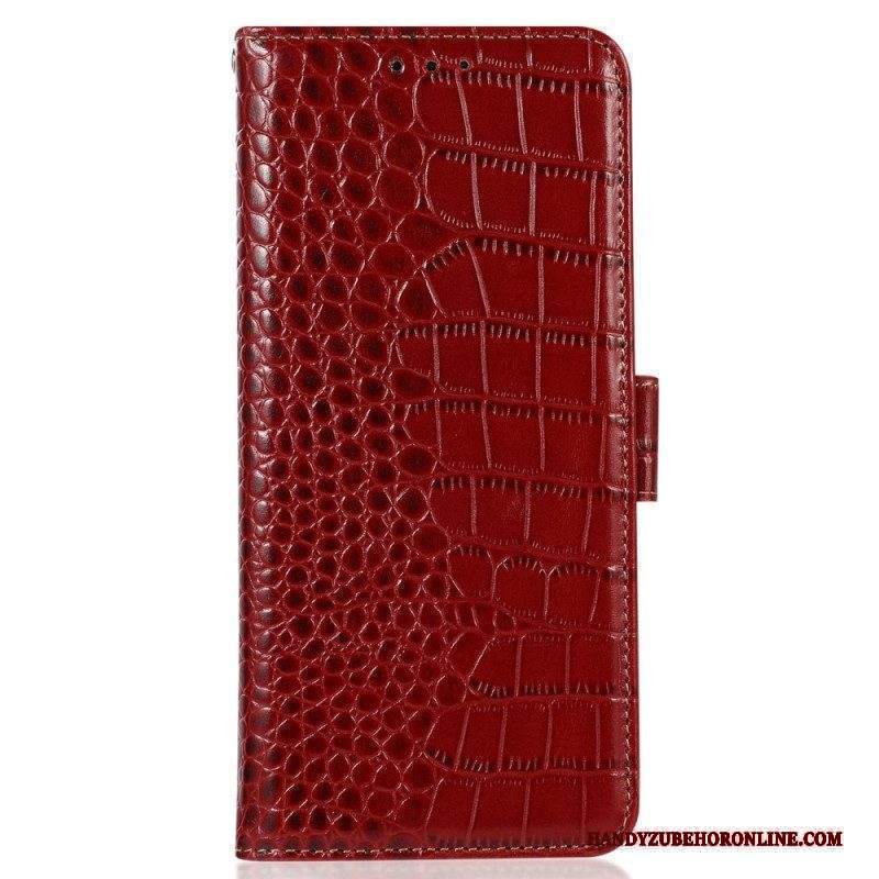 Custodia in pelle Xiaomi Redmi Note 12 Pro Rfid Stile Coccodrillo