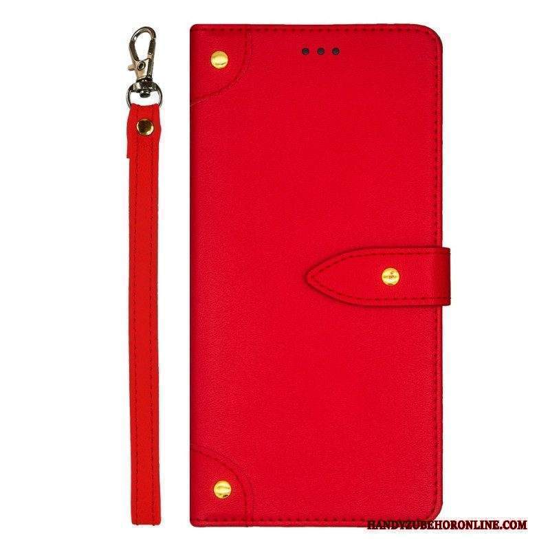 Custodia in pelle Xiaomi Redmi Note 12 Pro Rivetti E Cordino