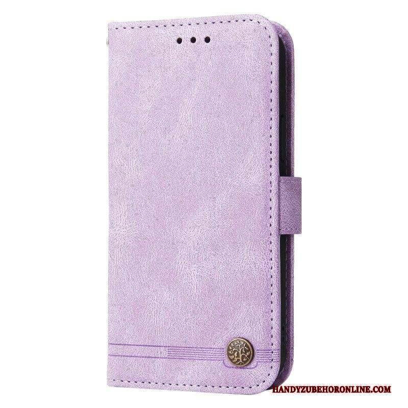 Custodia in pelle Xiaomi Redmi Note 12 Pro Stile In Pelle Con Rivetto Decorativo