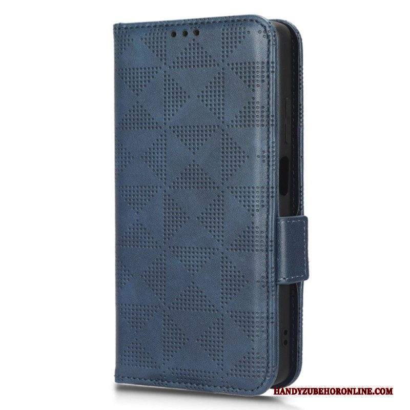 Custodia in pelle Xiaomi Redmi Note 12 Pro Triangoli Con Cordino