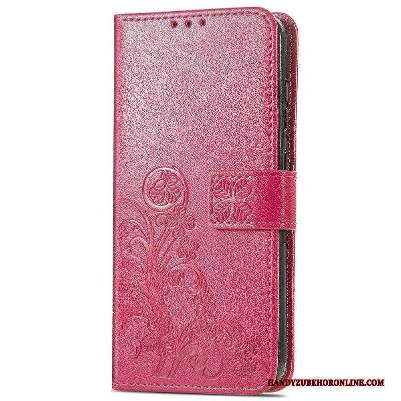 Custodia in pelle iPhone 13 Mini Cinturino Farfalle E Fiori